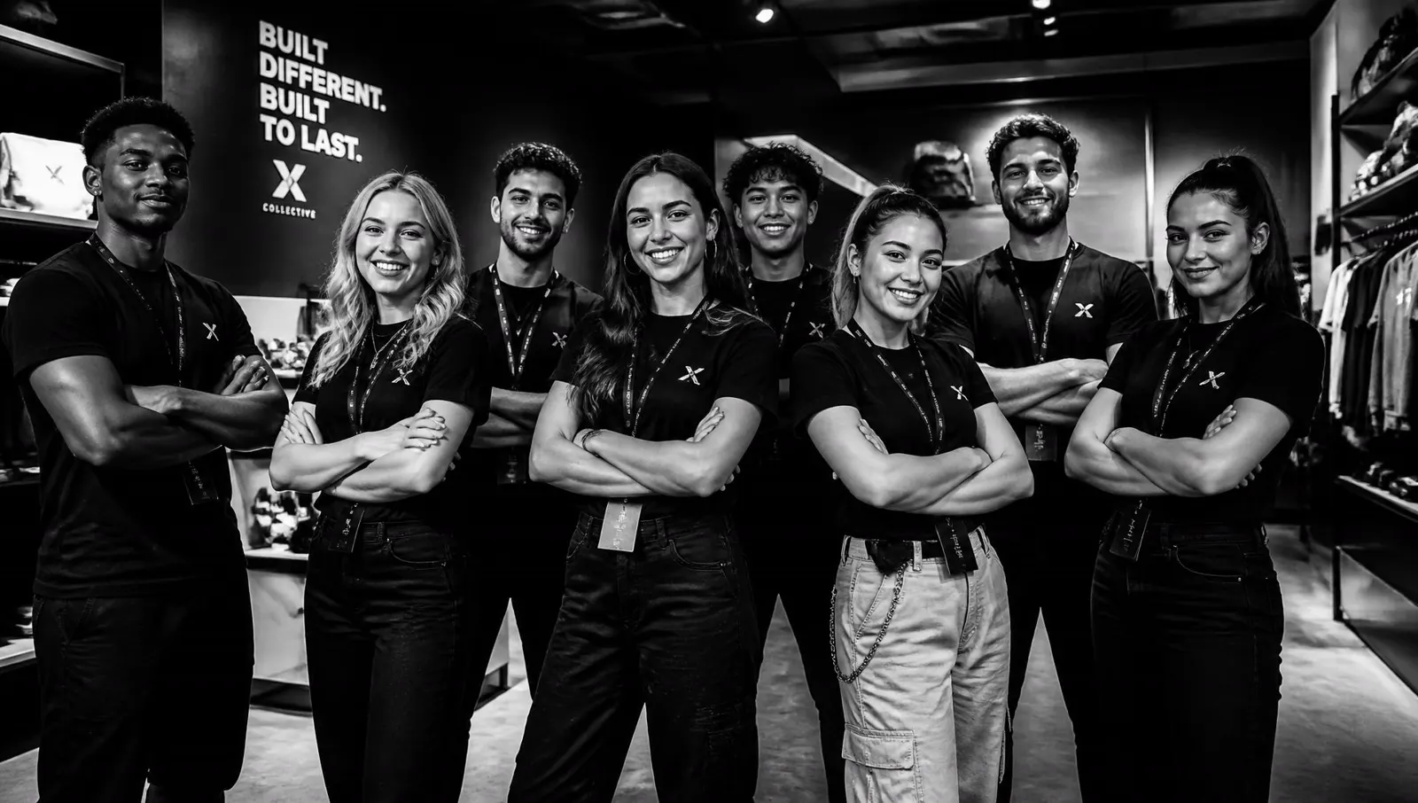 Destined Events team together inside a retail store